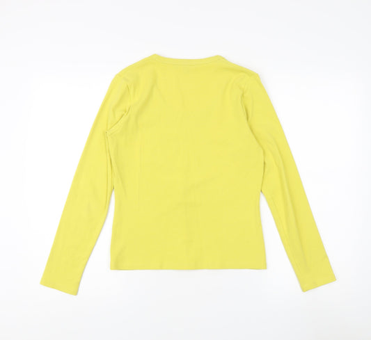 Laura Ashley Women's Yellow Basic Long Sleeve T-Shirt