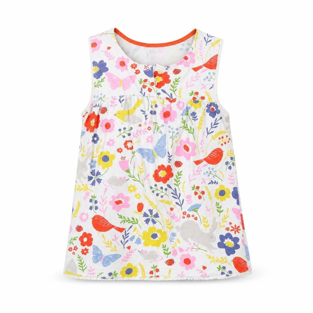 Front view of Mini Boden girls’ multicoloured floral tank top, size 10-11, years