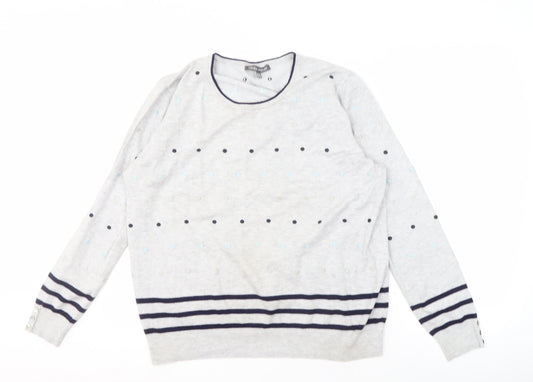 Laura Ashley Women's Grey Polka Dot Pullover Jumper, Size 18