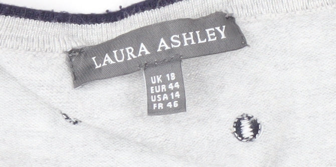 Laura Ashley Women's Grey Polka Dot Pullover Jumper, Size 18