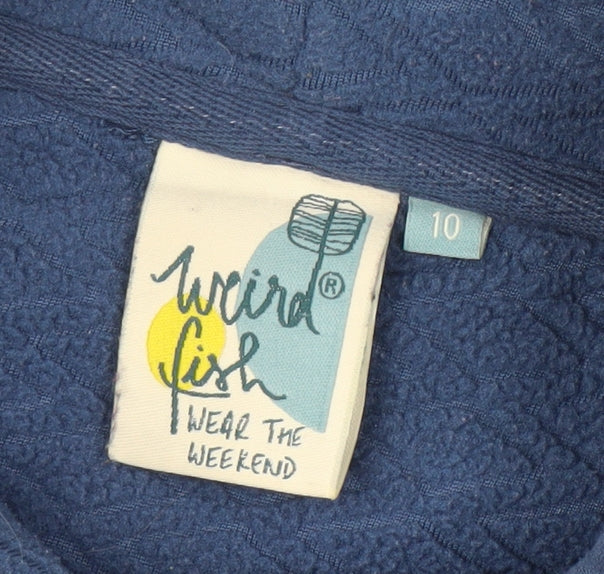 Weird Fish Women's Blue Pullover Sweatshirt, Size 10