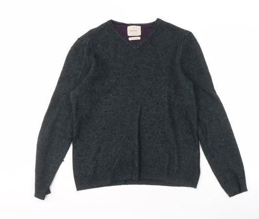 White Stuff Men's Green V-Neck Pullover Jumper M