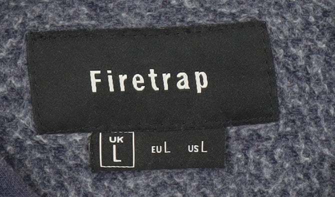 Firetrap Men's Blue Hoodie, Size L, Graphic Print