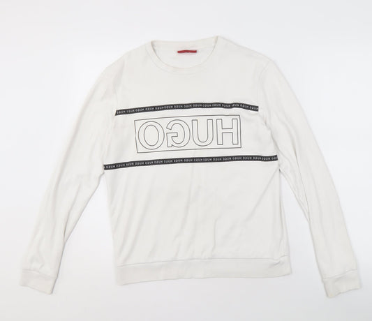 Hugo Boss Men's White Graphic Print Sweatshirt XS