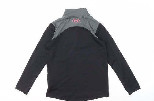 Under Armour Girls' Black Athletic Pullover, M with 1/4 Zip