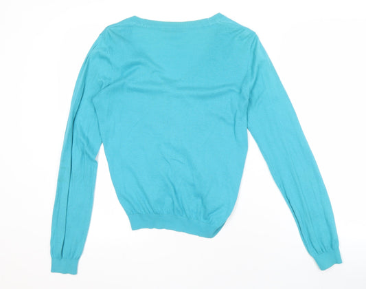 Laura Ashley Women's Blue Cardigan UK 12 V-Neck Casual