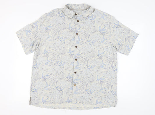 Island Republic Men's Blue XL Silk Floral Short Sleeve Shirt