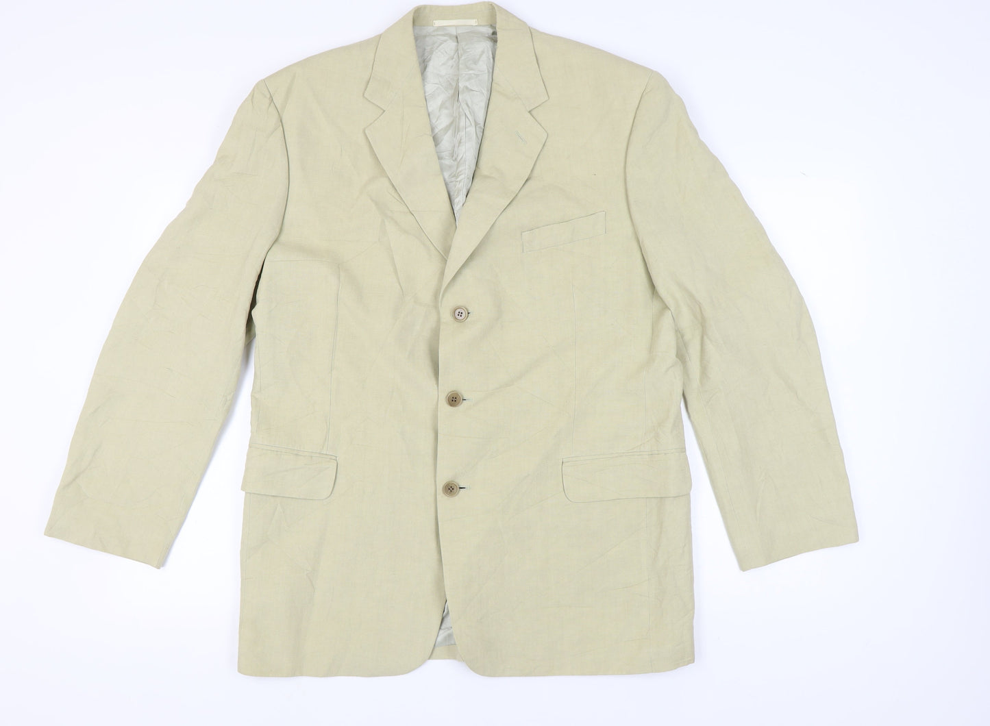 Jaeger Beige Linen Blazer Jacket Men Size 44L