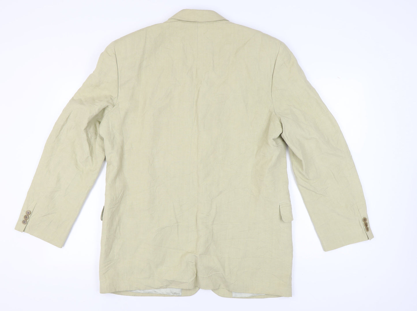 Jaeger Beige Linen Blazer Jacket Men Size 44L