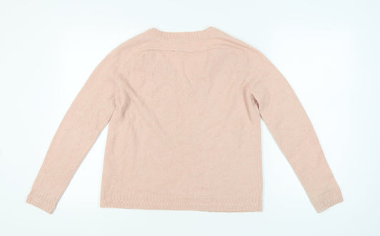 FatFace Women's Pink Cashmere V-Neck Pullover Jumper Size 12