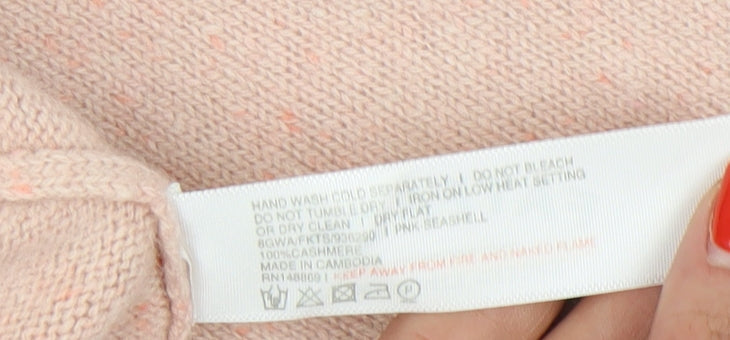 FatFace Women's Pink Cashmere V-Neck Pullover Jumper Size 12