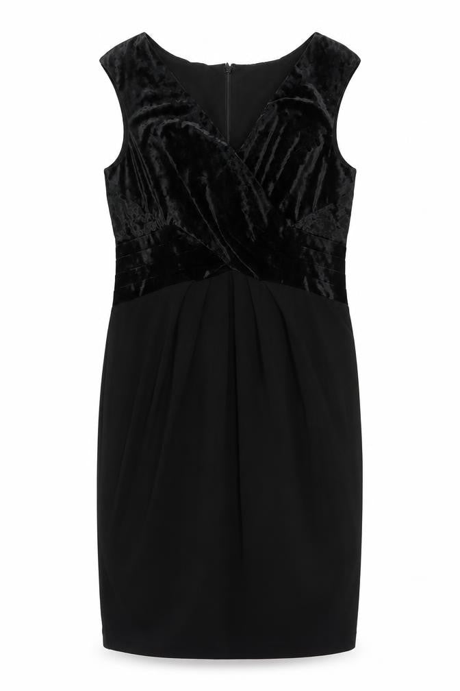 Roman Women’s Black V-Neck Velour Dress Size 12