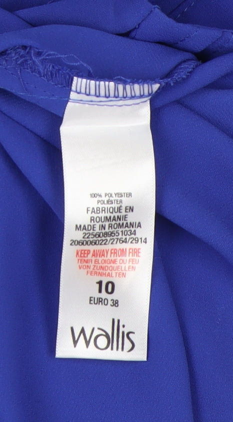 Wallis Women's Blue Blouse Size 10, Crew Neck, Casual