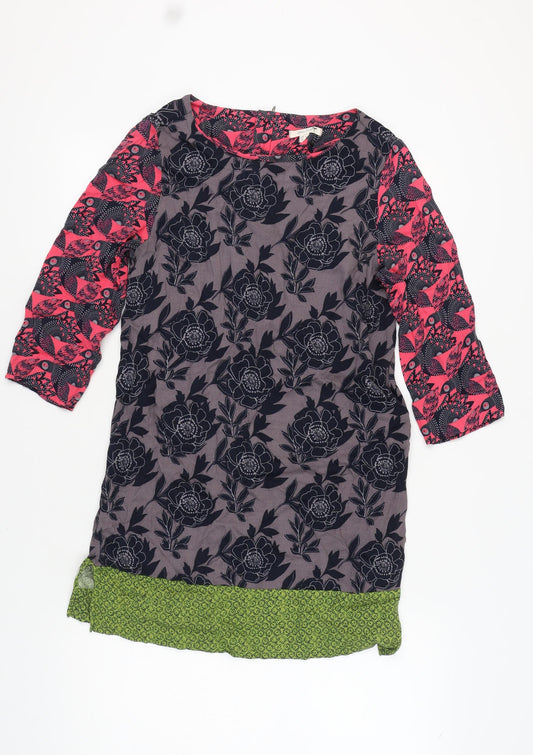 White Stuff Women's Multicoloured Floral Dress 3/4 Sleeve