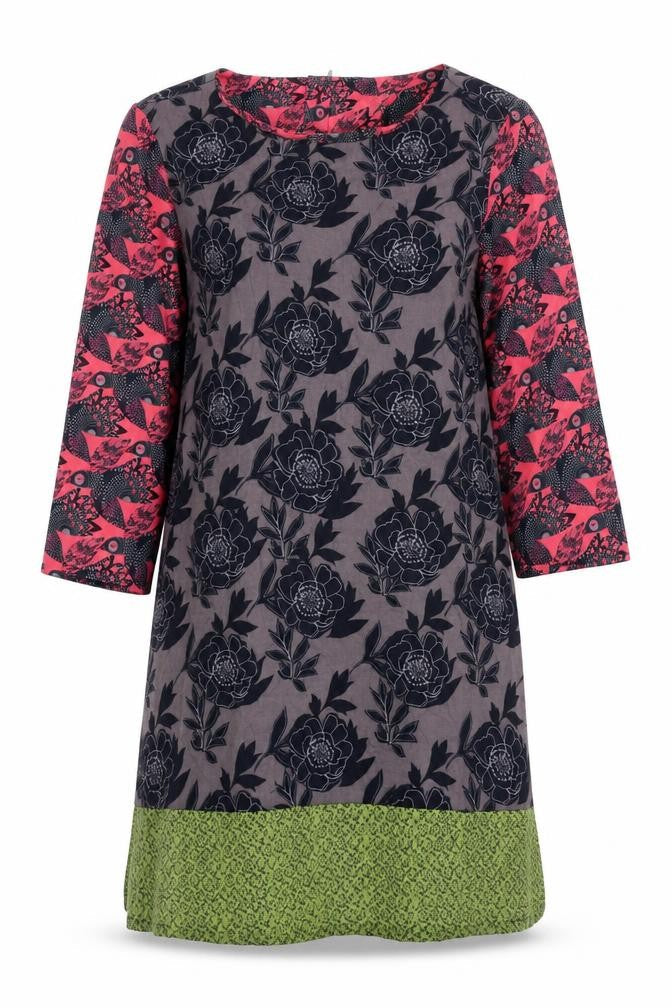 White Stuff Women's Multicoloured Floral Dress 3/4 Sleeve
