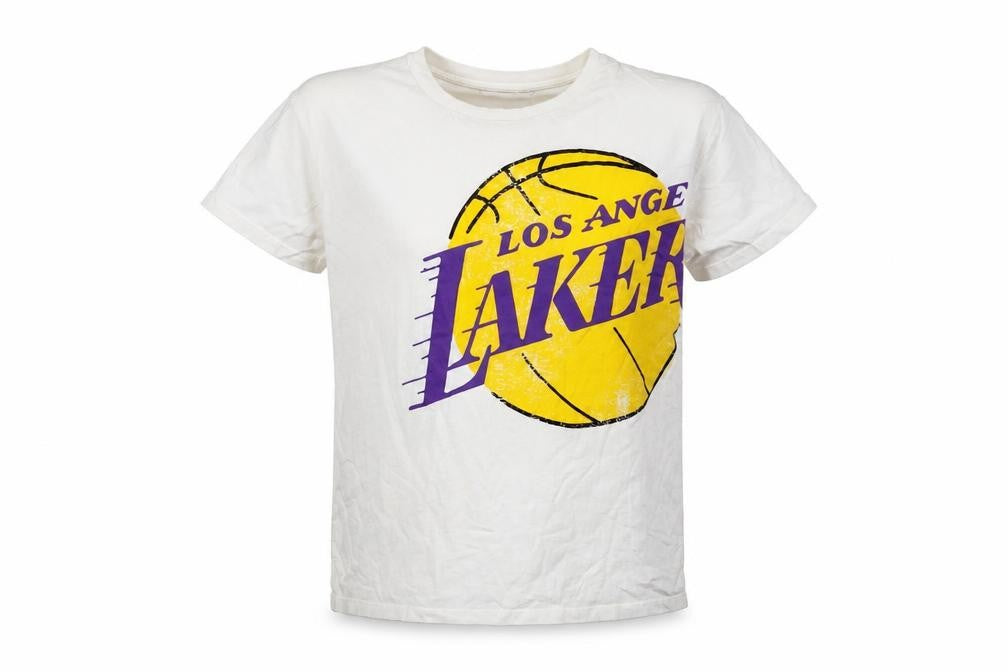 Front view of NBA girls’ white lakers t-shirt 11-12 years sports style