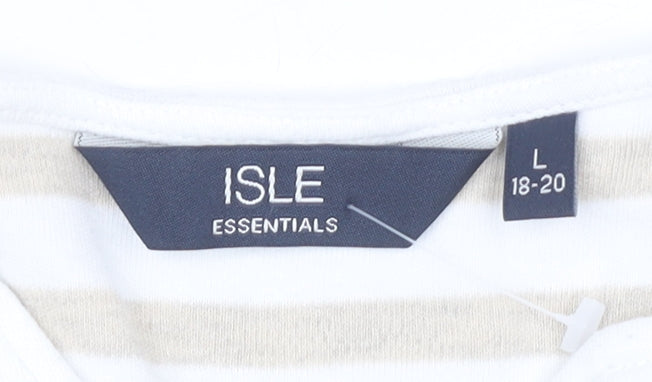 Isle Essentials Women's Beige Stripe T-Shirt Size L