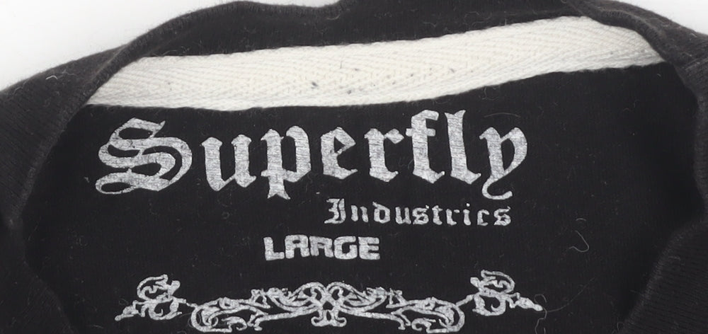 Superfly Black Unisex T-Shirt with Rhinestones