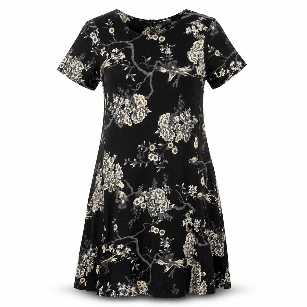 FatFace Women's Black Floral A-Line Dress Size 10