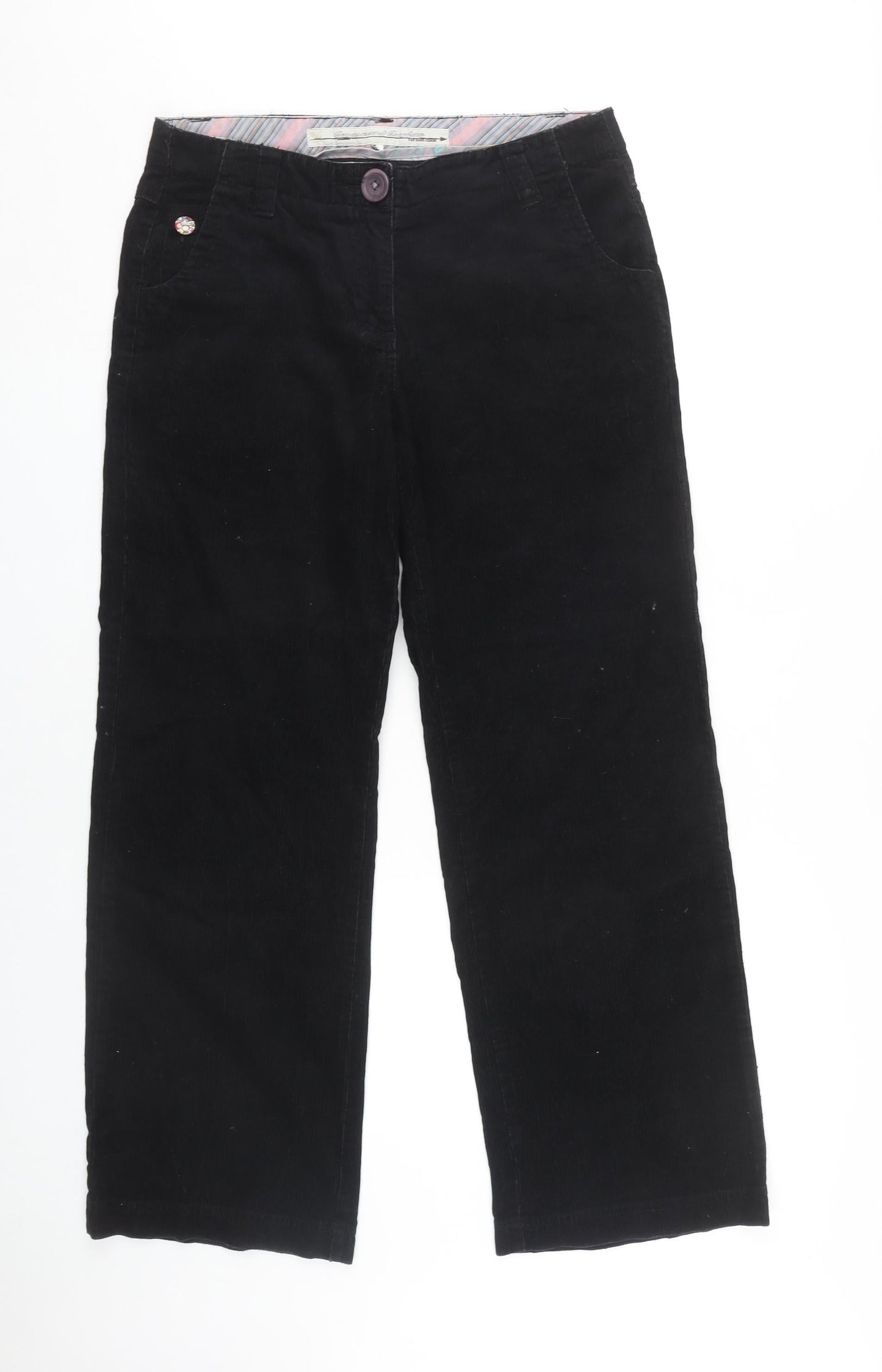 Fat Face Women's Black Cotton Corduroy Trousers, Size 10 - Excellent