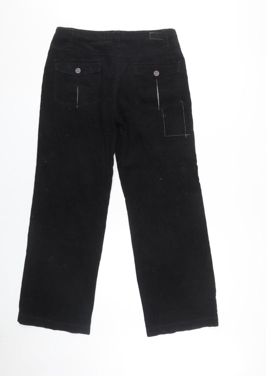 Fat Face Women's Black Cotton Corduroy Trousers, Size 10 - Excellent