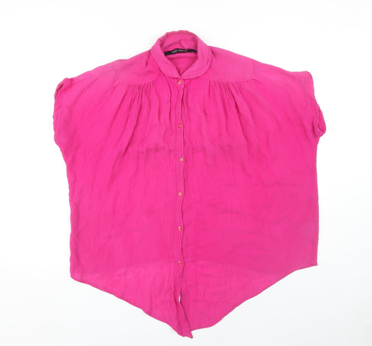 French Connection Women's Pink Button-Up Shirt M