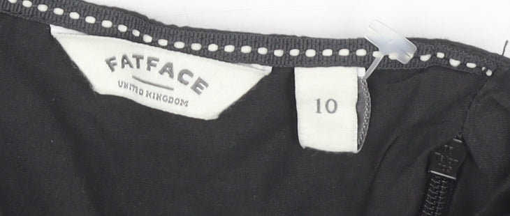 Fat Face Women's Black Dress, Size 10, Embroidered Sleeveless