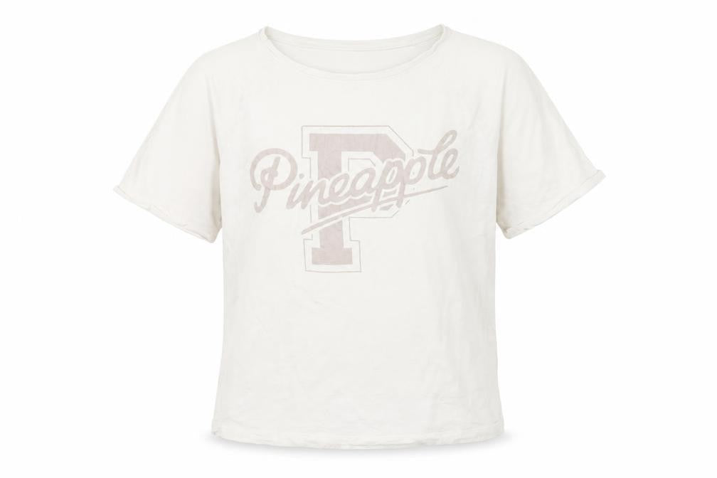Front view of Pineapple girls’ white t-shirt 11-12 years basic logo