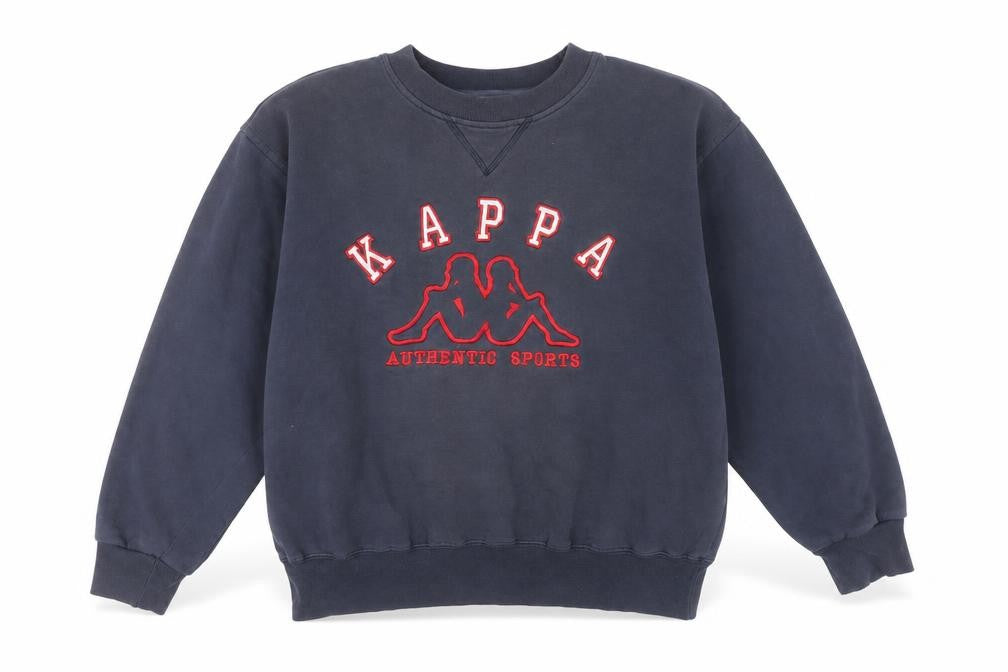 Front view of Kappa boys’ blue logo crew neck pullover sweatshirt 164