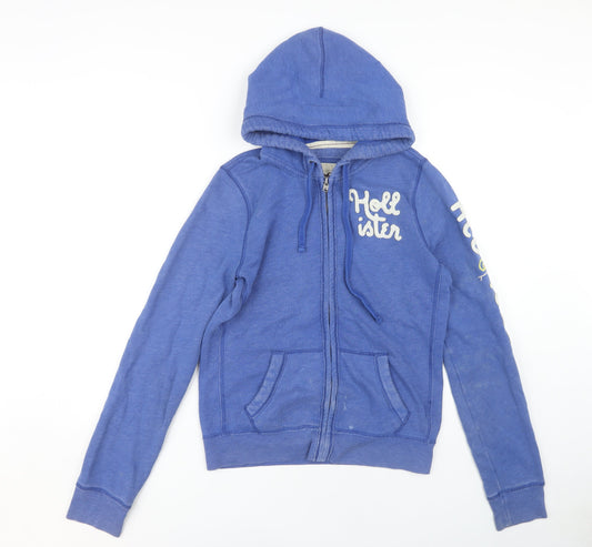 Hollister Women's Blue Full Zip Hoodie L