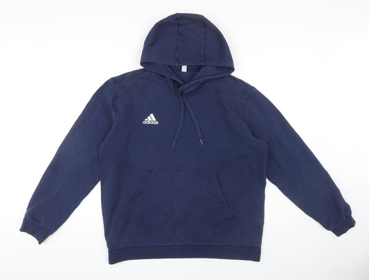 Adidas Men's Blue L Pullover Hoodie with Logo