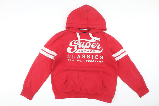 Superdry Unisex Red Logo Hoodie, XL, Pullover Style