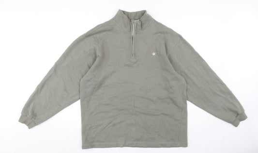 Champion Men's Green Logo 1/4 Zip Sweatshirt M