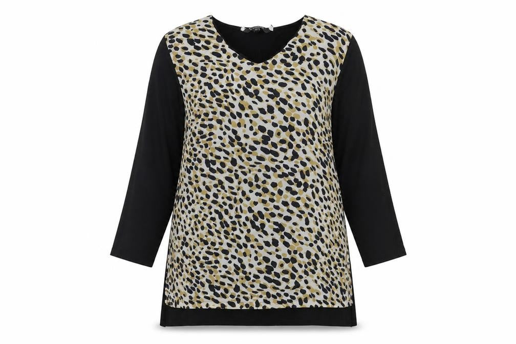 Bonmarché Women's Black Animal Print Tunic Blouse Size 12