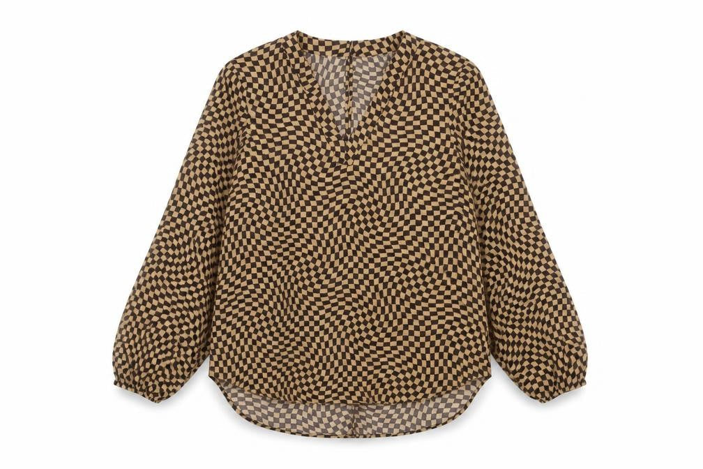 Marks and Spencer Women’s Brown Check Blouse Size 12