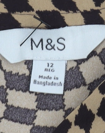 Marks and Spencer Women’s Brown Check Blouse Size 12