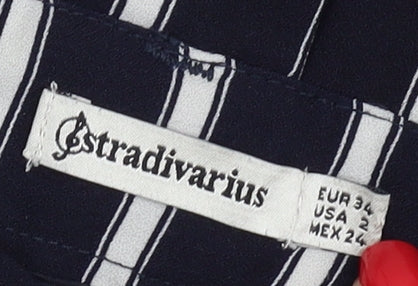 Stradivarius Women's Blue Striped Paperbag Trousers Size 6