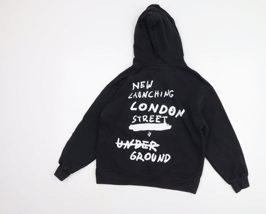 Zara Boys Black Graphic Print Hoodie Size 11-12 Years