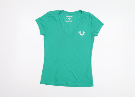 True Religion Women's Green Slim Fit T-Shirt S