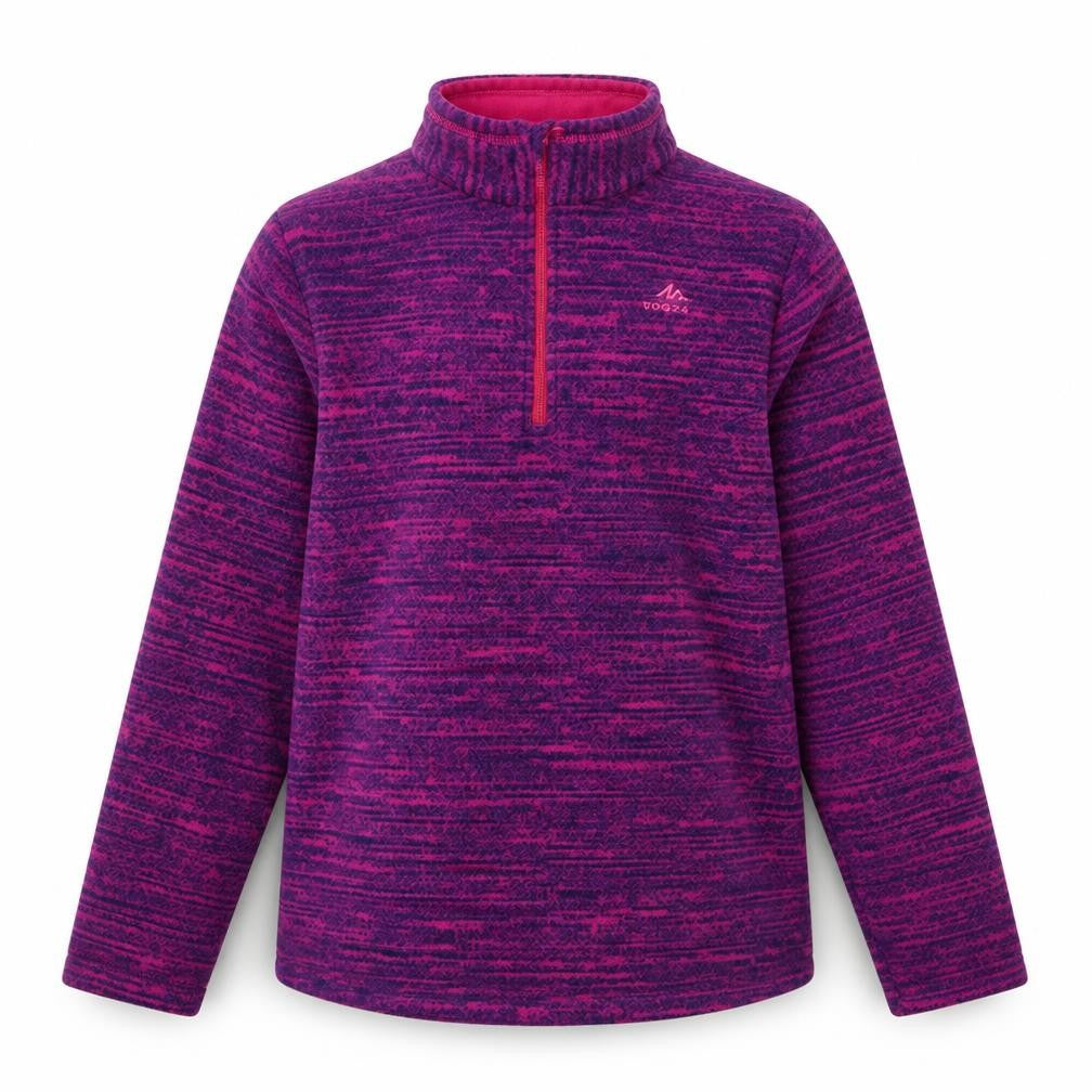 Front view of Decathlon girls’ purple fleece sweatshirt 14 years zip winter