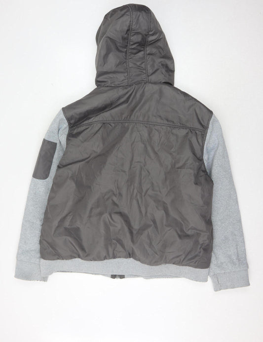 Fabric Men's Grey Hooded Puffer Jacket 2XL - Casual Winter Wear