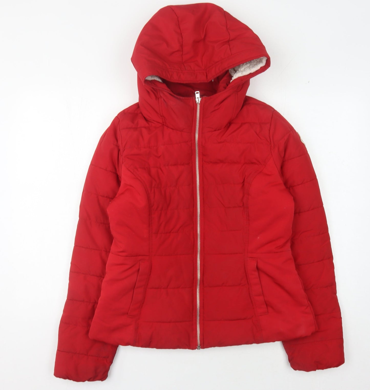 Hollister Women's Red Puffer Jacket Size M