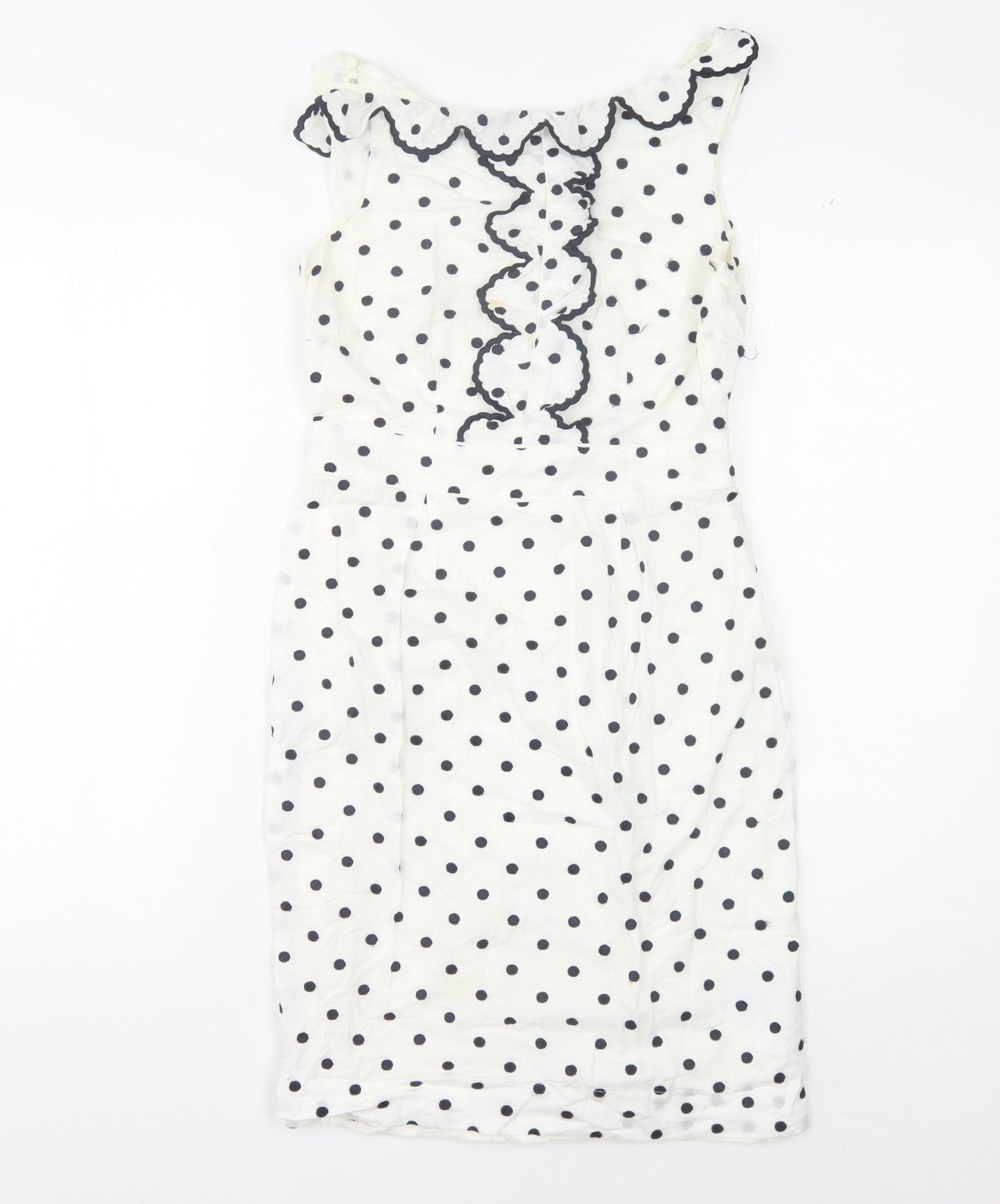 Boden Women's White Polka Dot Dress, Size 6, Sleeveless