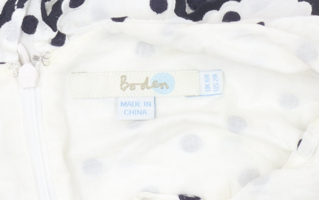 Boden Women's White Polka Dot Dress, Size 6, Sleeveless