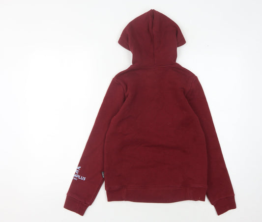 Pom Pomplus Boys Red Graphic Hoodie, Size 12, Autumn Winter Pullover