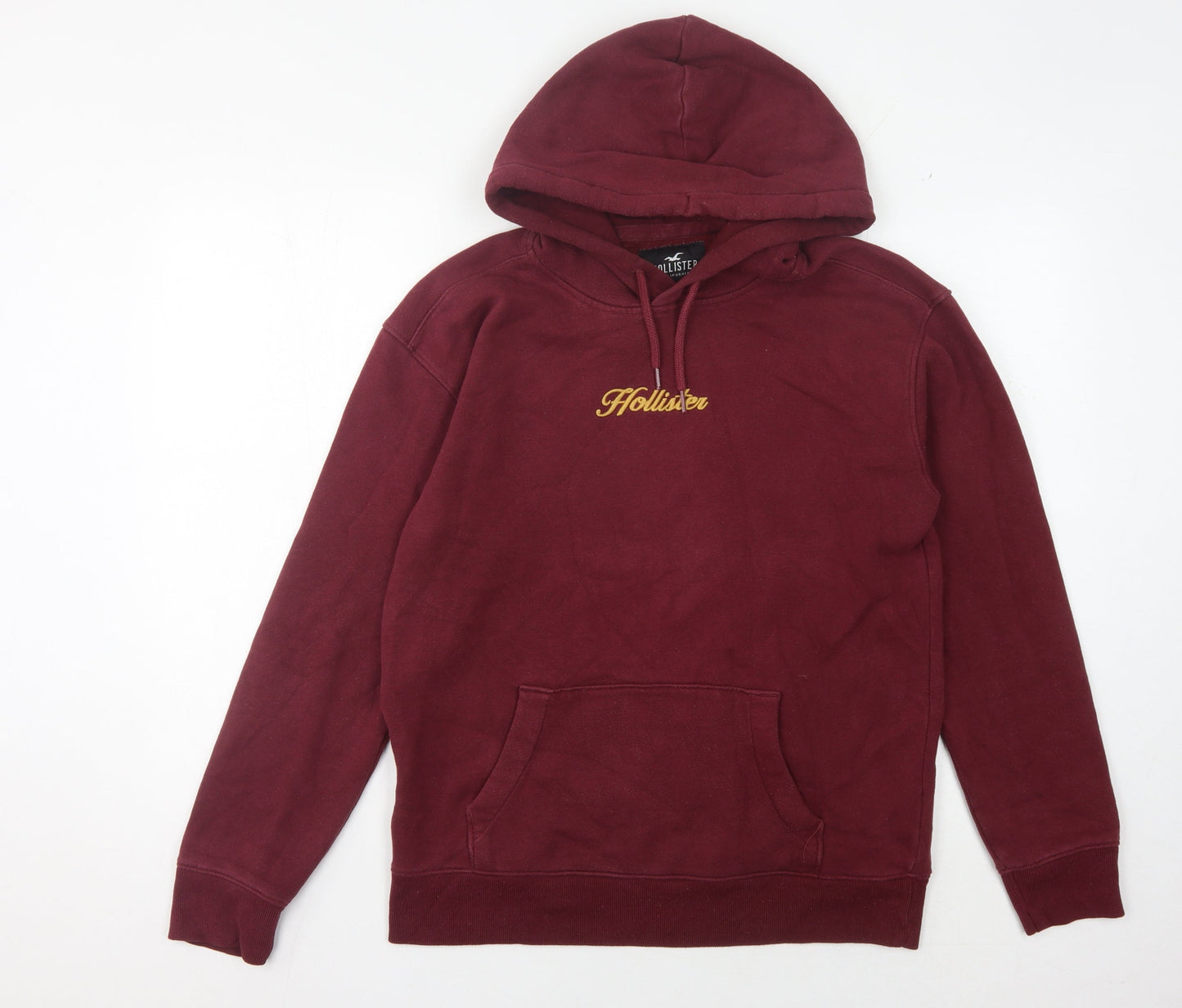 Hollister Men's Red Pullover Hoodie, Size S, Logo, Fleece