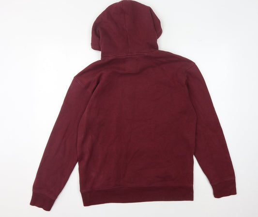 Hollister Men's Red Pullover Hoodie, Size S, Logo, Fleece