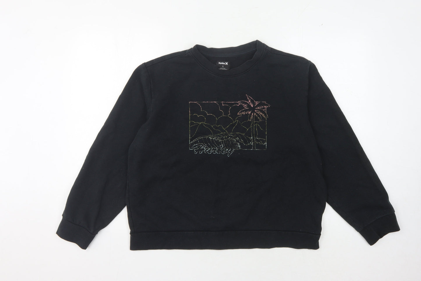 Hurley Black Unisex Graphic Pullover Sweatshirt L