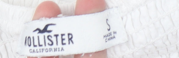 Hollister Women's White Cropped Blouse, Size S, Puff Sleeves