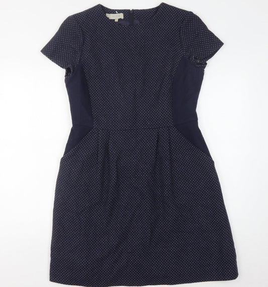 Hobbs Women's Blue Polka Dot Sheath Dress Size 14